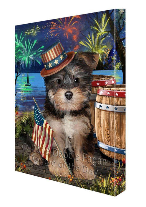 4th of July Independence Day Fireworks Yorkipoo Dog at the Lake Canvas Print Wall Art Décor CVS77966