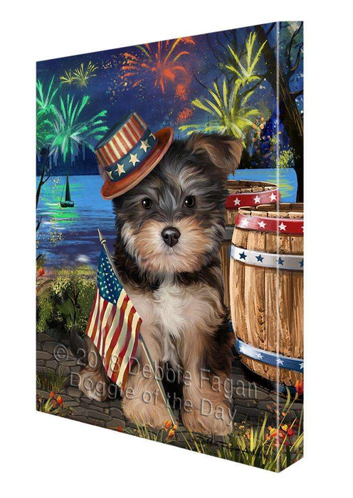 4th of July Independence Day Fireworks Yorkipoo Dog at the Lake Canvas Print Wall Art Décor CVS77975
