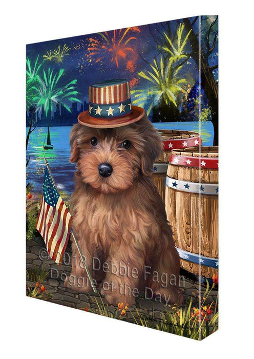 4th of July Independence Day Fireworks Yorkipoo Dog at the Lake Canvas Print Wall Art Décor CVS77993