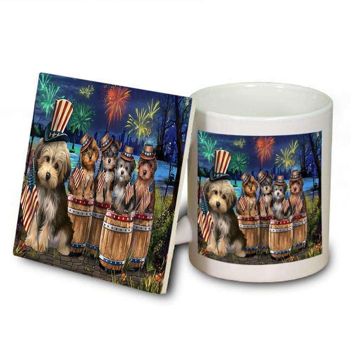 4th of July Independence Day Fireworks Yorkipoos at the Lake Mug and Coaster Set MUC51054