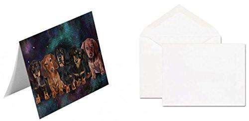 5 Dachshunds Dog Handmade Artwork Assorted Pets Greeting Cards and Note Cards with Envelopes for All Occasions and Holiday Seasons GCD49265