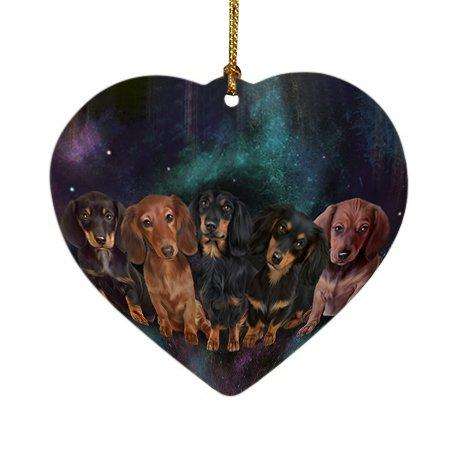 5 Dachshunds Dog Heart Christmas Ornament HPOR48228