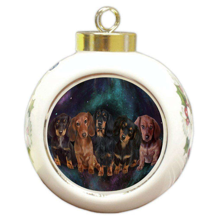 5 Dachshunds Dog Round Ball Christmas Ornament RBPOR48228