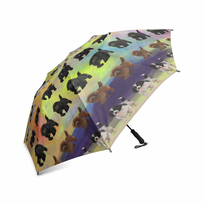 Newfoundland Dogs  Semi-Automatic Foldable Umbrella