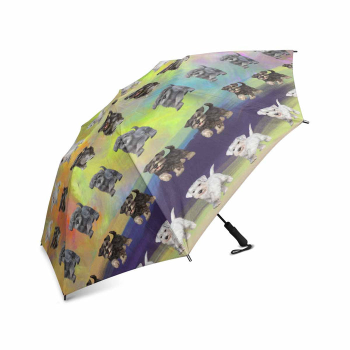 Miniature Schnauzer Dogs  Semi-Automatic Foldable Umbrella