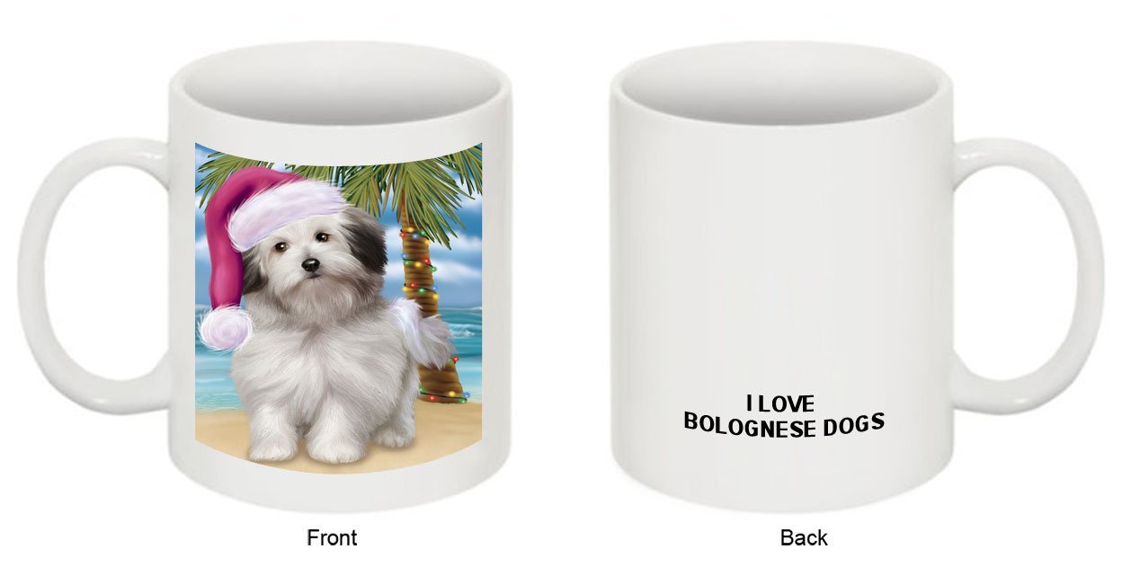 Summertime Bolognese Dog on Beach Christmas Mug CMG0550