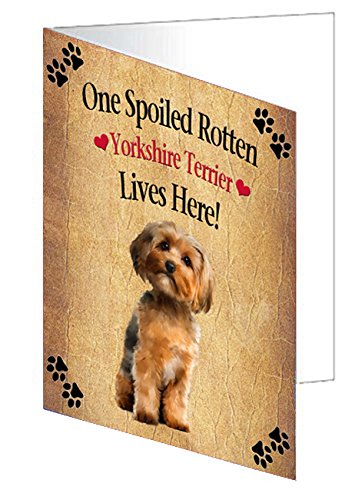 Spoiled Rotten Yorkshire Terrier Dog Handmade Artwork Assorted Pets Greeting Cards and Note Cards with Envelopes for All Occasions and Holiday Seasons