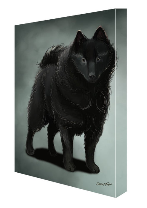 Schipperke Dog Painting Printed on Canvas Wall Art Signed