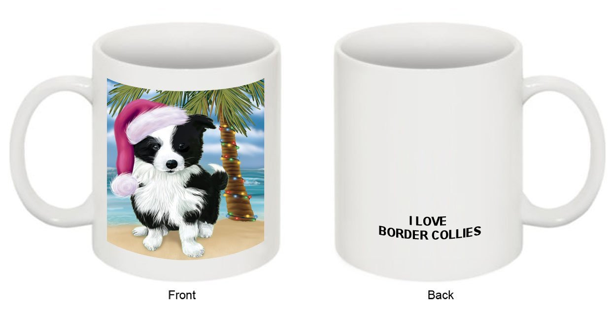 Summertime Border Collie Dog on Beach Christmas Mug CMG0555