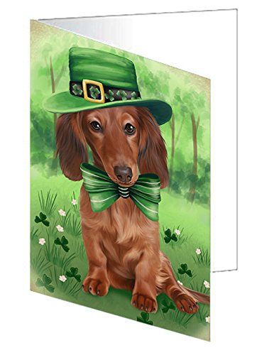 St. Patricks Day Irish Portrait Dachshund Dog Handmade Artwork Assorted Pets Greeting Cards and Note Cards with Envelopes for All Occasions and Holiday Seasons GCD48456