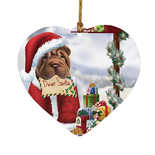 Shar Pei Dear Santa Letter Christmas Holiday Mailbox Dog Heart Ornament