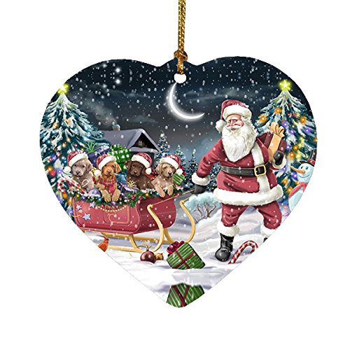 Santa Sled Dogs Chesapeake Bay Retriever Christmas Heart Ornament POR2104