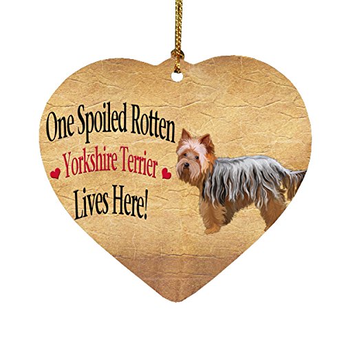 Spoiled Rotten Yorkshire Terrier Dog Heart Christmas Ornament