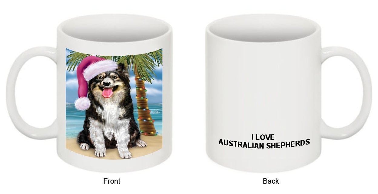 Summertime Australian Shepherd Dog on Beach Christmas Mug CMG0533