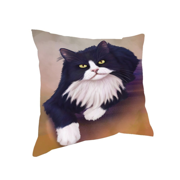 Tuxedo Black And White Cat Throw Pillow