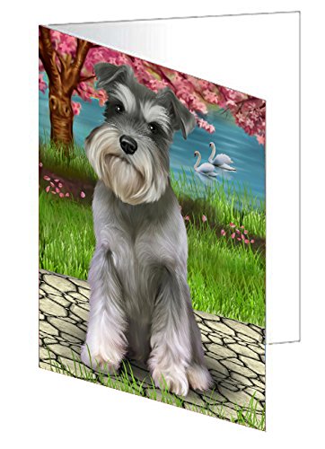Schnauzer Dog Handmade Artwork Assorted Pets Greeting Cards and Note Cards with Envelopes for All Occasions and Holiday Seasons D322