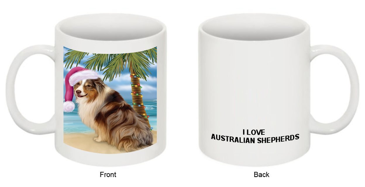 Summertime Australian Shepherd Dog on Beach Christmas Mug CMG0531