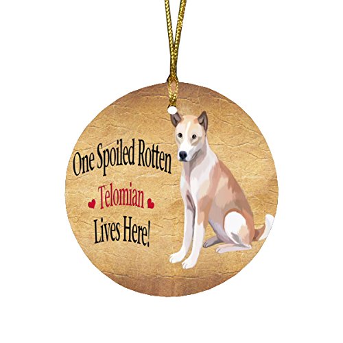 Telomian Spoiled Rotten Dog Round Christmas Ornament