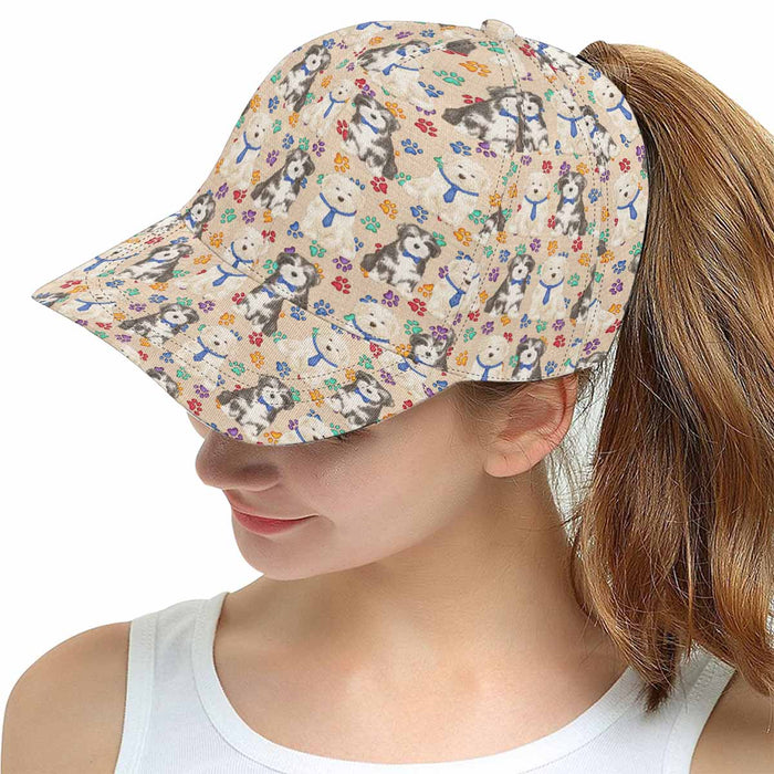 Women's All Over Rainbow Paw Print Havanese Dog Snapback Hat Cap