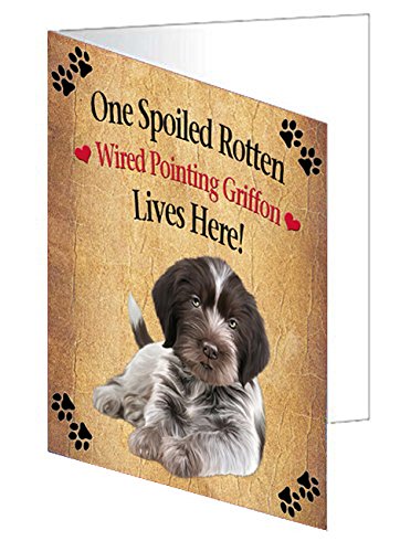 Spoiled Rotten Wirehaired Pointing Griffon Puppy Dog Handmade Artwork Assorted Pets Greeting Cards and Note Cards with Envelopes for All Occasions and Holiday Seasons