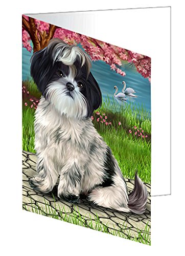 Shih Tzu Dog Handmade Artwork Assorted Pets Greeting Cards and Note Cards with Envelopes for All Occasions and Holiday Seasons D521