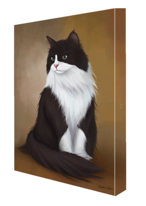 Tuxedo Cat Painting Printed on Canvas Wall Art Signed