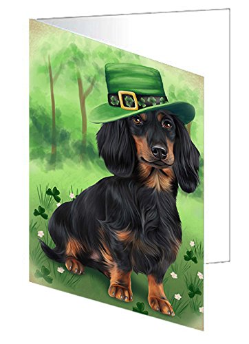 St. Patricks Day Irish Portrait Dachshund Dog Handmade Artwork Assorted Pets Greeting Cards and Note Cards with Envelopes for All Occasions and Holiday Seasons GCD49544