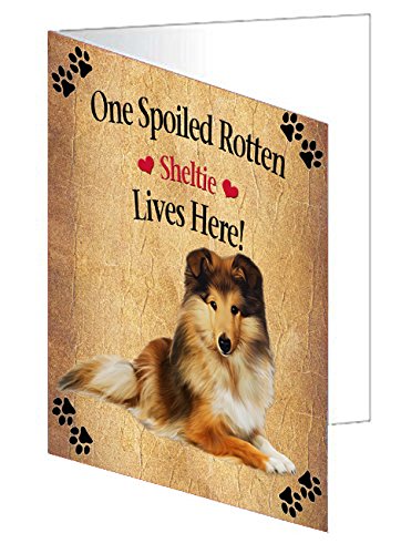 Spoiled Rotten Sheltie Dog Handmade Artwork Assorted Pets Greeting Cards and Note Cards with Envelopes for All Occasions and Holiday Seasons
