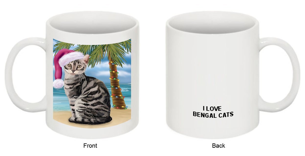 Summertime Bengal Cat on Beach Christmas Mug CMG0539