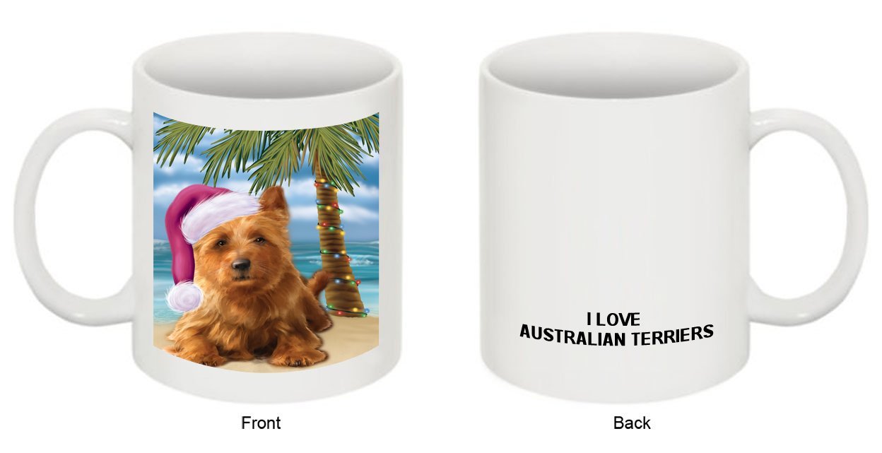 Summertime Australian Terrier Dog on Beach Christmas Mug CMG0536