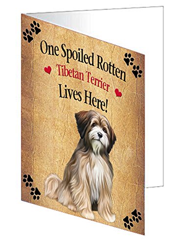 Spoiled Rotten Tibetan Terrier Dog Handmade Artwork Assorted Pets Greeting Cards and Note Cards with Envelopes for All Occasions and Holiday Seasons