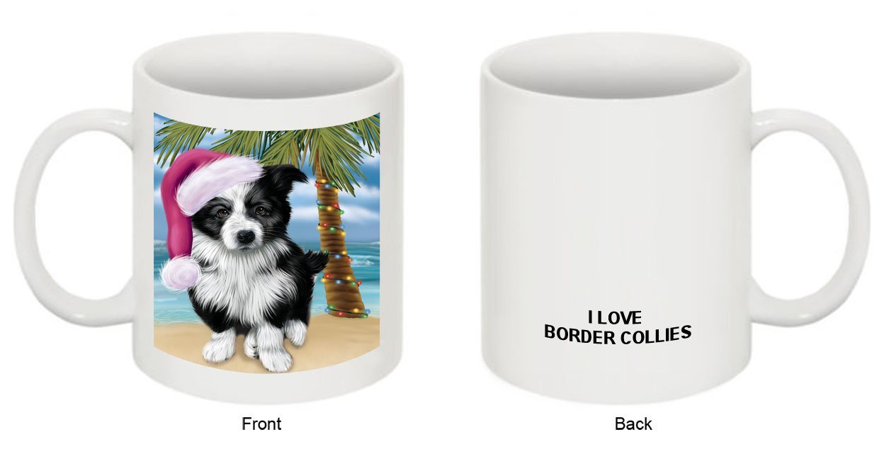 Summertime Border Collie Dog on Beach Christmas Mug CMG0552