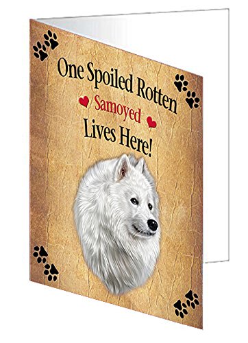 Samoyed Spoiled Rotten Dog Handmade Artwork Assorted Pets Greeting Cards and Note Cards with Envelopes for All Occasions and Holiday Seasons