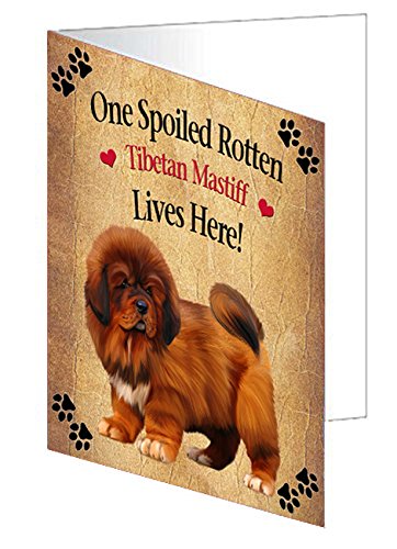 Spoiled Rotten Tibetan Mastiff Dog Handmade Artwork Assorted Pets Greeting Cards and Note Cards with Envelopes for All Occasions and Holiday Seasons