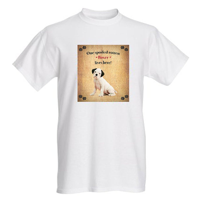White Boxer Spoiled Rotten Dog T-Shirt