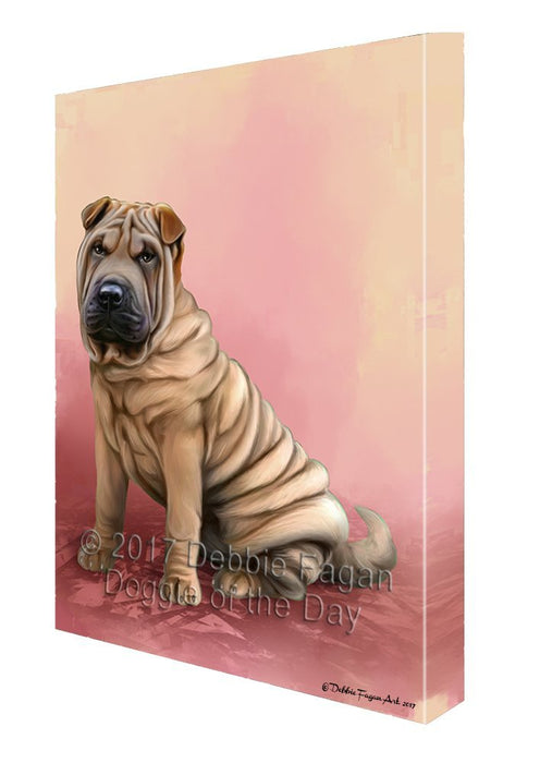 Shar Pei Dog Painting Printed on Canvas Wall Art