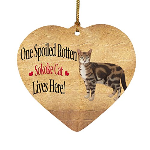 Spoiled Rotten Sokoke Cat Heart Christmas Ornament