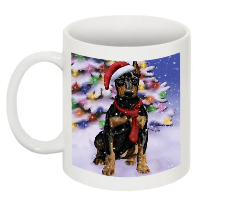 Winter Wonderland Dobermann Dog Christmas Mug CMG0589