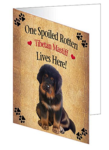 Spoiled Rotten Tibetan Mastiff Puppy Dog Handmade Artwork Assorted Pets Greeting Cards and Note Cards with Envelopes for All Occasions and Holiday Seasons