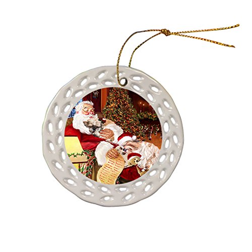 Shih Tzu Dog Christmas Doily Ceramic Ornament