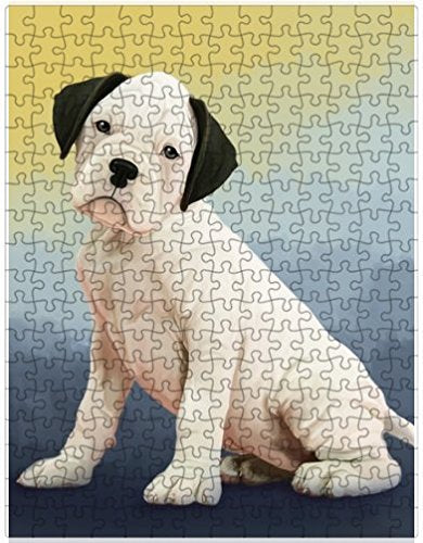 White Boxer Dog Puzzle with Photo Tin