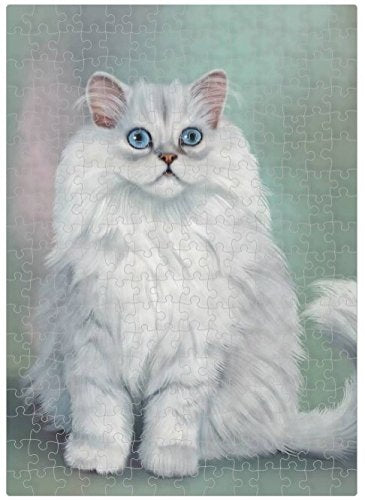 White And Grey Persian Cat Puzzle with Photo Tin