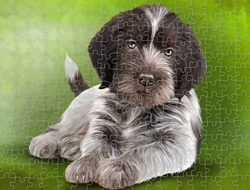 Wirehaired Pointing Griffon Puppy Dog Puzzle with Photo Tin