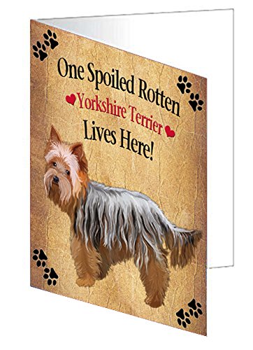 Spoiled Rotten Yorkshire Terrier Dog Handmade Artwork Assorted Pets Greeting Cards and Note Cards with Envelopes for All Occasions and Holiday Seasons