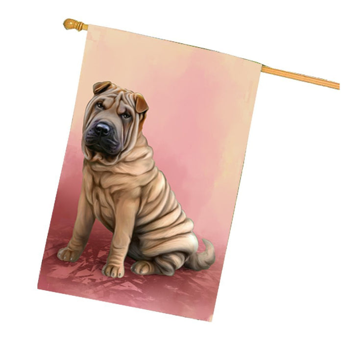 Shar Pei Dog House Flag