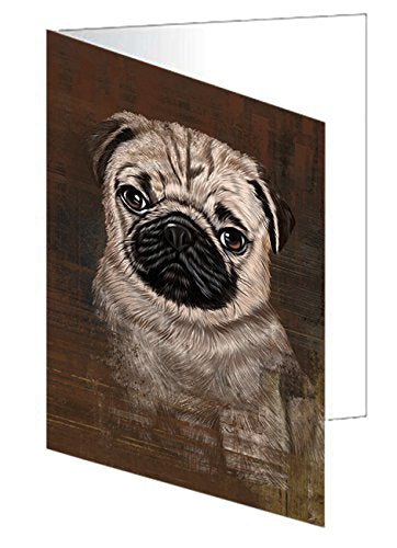 Rustic Pug Dog Handmade Artwork Assorted Pets Greeting Cards and Note Cards with Envelopes for All Occasions and Holiday Seasons GCD48737