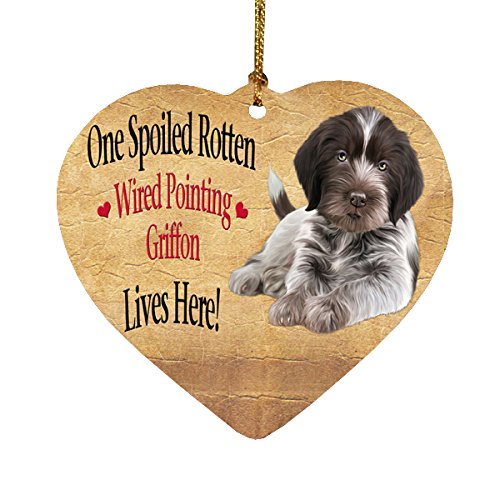 Spoiled Rotten Wirehaired Pointing Griffon Puppy Dog Heart Christmas Ornament