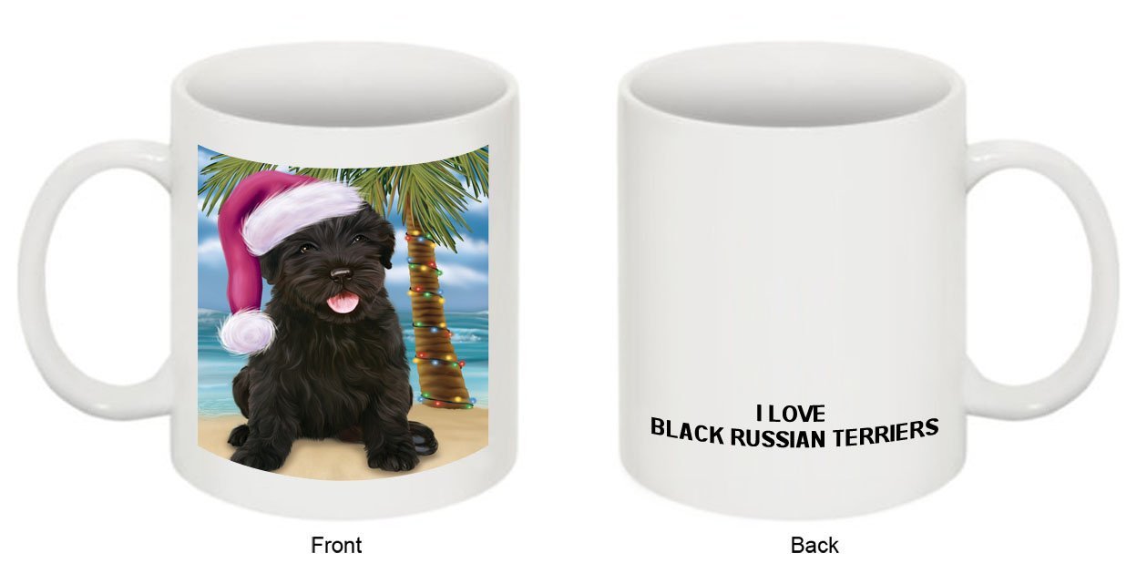 Summertime Black Russian Terrier Dog on Beach Christmas Mug CMG0549