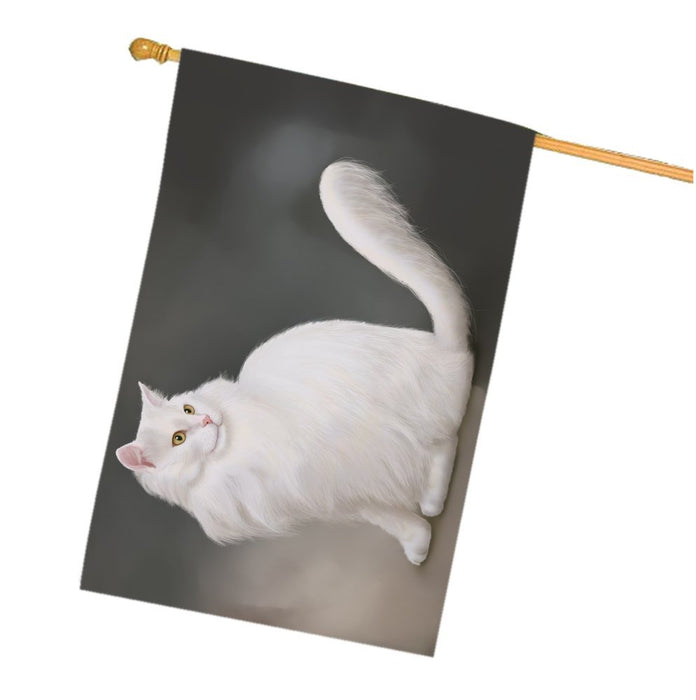 White Persian Cat House Flag
