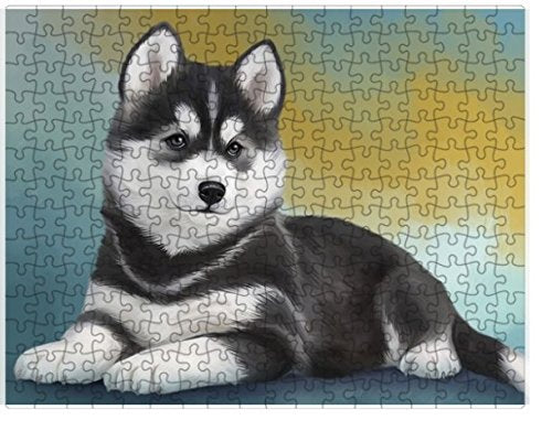 Siberian Husky Dog Puzzle with Photo Tin